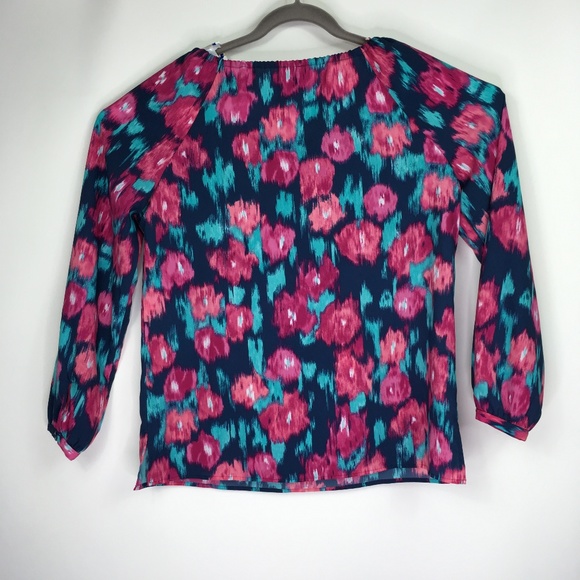 Anne Klein Floral Long Sleeve Top Size 10 Light - Picture 3 of 6
